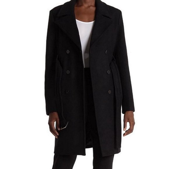 Theory Size S Womens Modus Superlight Wool Blend Long Peacoat in Black - Picture 4 of 16